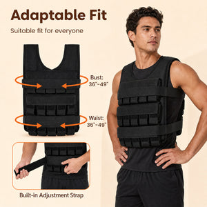 Adjustable Weighted Vest for Men and Women with Removable Iron Weights-44 lbs and S Size
