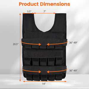 Adjustable Weighted Vest for Men and Women with Removable Iron Weights-66 lbs and M Size