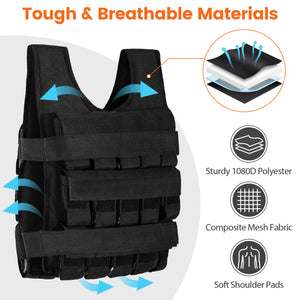 Adjustable Weighted Vest for Men and Women with Removable Iron Weights-66 lbs and M Size