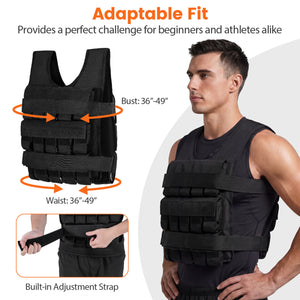 Adjustable Weighted Vest for Men and Women with Removable Iron Weights-66 lbs and M Size
