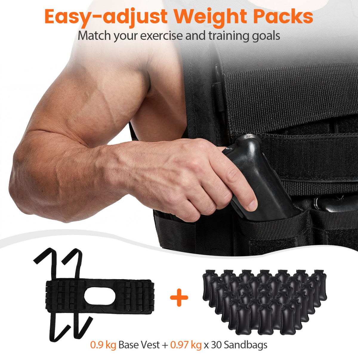 Adjustable Weighted Vest for Men and Women with Removable Iron Weights-66 lbs and M Size