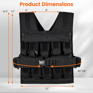 Adjustable Weighted Vest for Men and Women with Removable Iron Weights-44 lbs and L Size