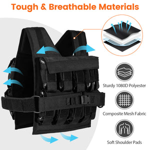Adjustable Weighted Vest for Men and Women with Removable Iron Weights-44 lbs and L Size