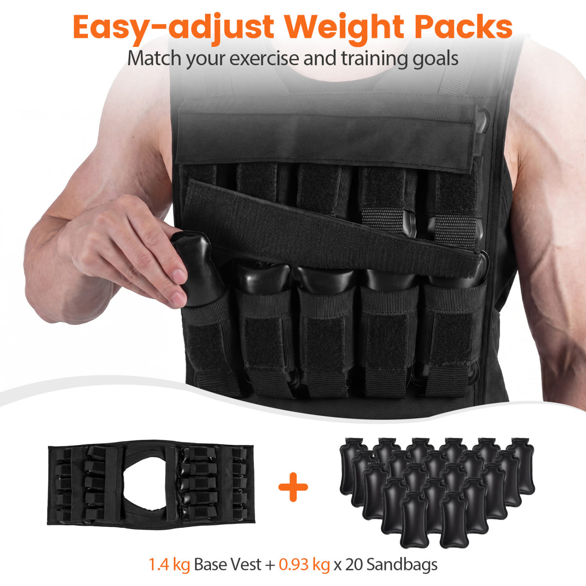 Adjustable Weighted Vest for Men and Women with Removable Iron Weights-44 lbs and L Size