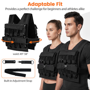 Adjustable Weighted Vest for Men and Women with Removable Iron Weights-44 lbs and L Size