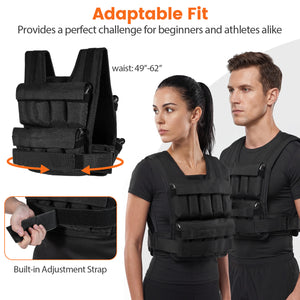 Adjustable Weighted Vest for Men and Women with Removable Iron Weights-44 lbs and S Size