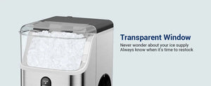 Nugget ice Maker countertop, Soft Pebble Ice Machine 40lbs/Day Small Chewable Pellet ice, Stainless Steel Quiet Mini Chewy Ice Maker Self Cleaning, Ice Ready in 6 Mins for Home Kitchen Office