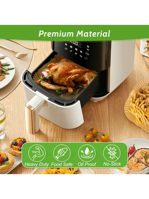 100pcs, Square Disposable Air Fryer Liners (9in), Paper Air Fryer Liner Pots, Paper Basket Bowls, Baking Trays, Oven Acces