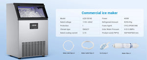 ETL Certified Commercial Ice Maker Machine 160LBS/24H, 45LBS Capacity Freestanding & Under Counter Ice Maker, Clear Ice Cubes