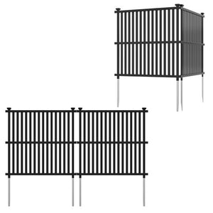 Air Conditioner Fence Panel with Metal Ground Stakes for Outside-Black