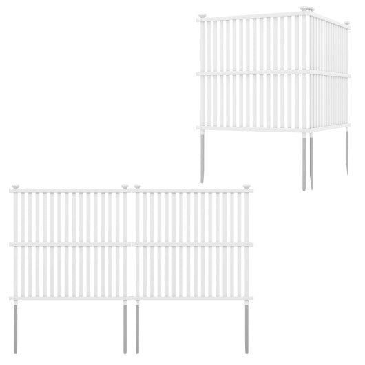 Air Conditioner Fence Panel with Metal Ground Stakes for Outside-White