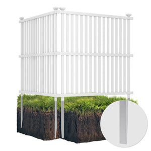 Air Conditioner Fence Panel with Metal Ground Stakes for Outside-White