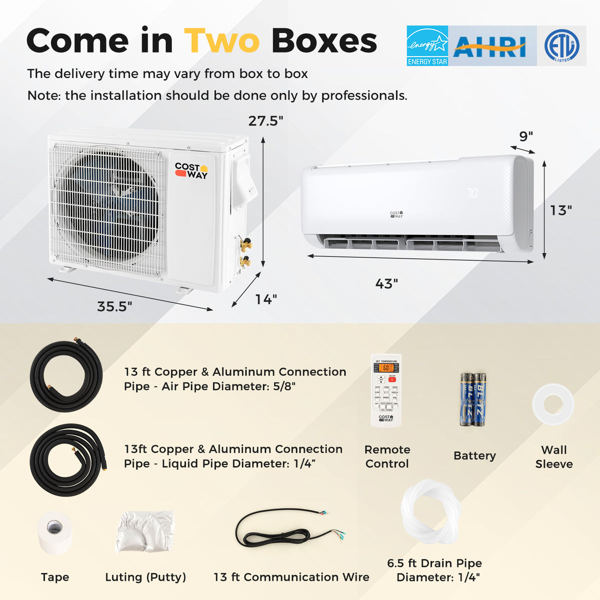 Airtural Series 24000 BTU 21 SEER2 Mini Split Heat Pump Energy Star Certified WiFi Enabled