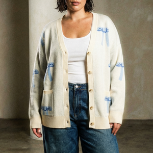 All Over Coquette Bow Knit Cardigan in Blue or Pink [Size Options: SM-XL]