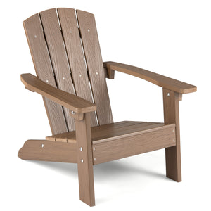 All-Weather HIPS Kid's Adirondack Chair with with High Backrest and Armrests-Brown