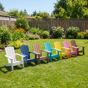 All-Weather HIPS Kid's Adirondack Chair with with High Backrest and Armrests-Brown