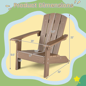 All-Weather HIPS Kid's Adirondack Chair with with High Backrest and Armrests-Brown
