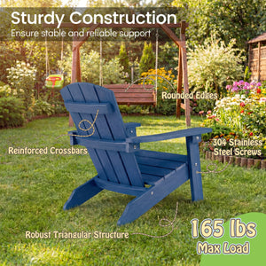 All-Weather HIPS Kid's Adirondack Chair with with High Backrest and Armrests-Blue
