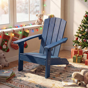 All-Weather HIPS Kid's Adirondack Chair with with High Backrest and Armrests-Blue