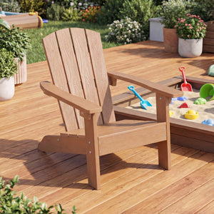 All-Weather HDPE Kid's Adirondack Chair with with High Backrest and Armrests-Natural