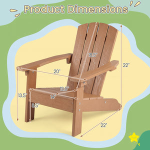 All-Weather HDPE Kid's Adirondack Chair with with High Backrest and Armrests-Natural