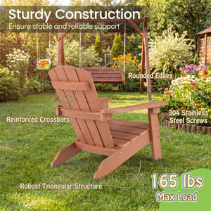 All-Weather HDPE Kid's Adirondack Chair with with High Backrest and Armrests-Natural
