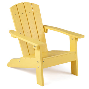 All-Weather HDPE Kid's Adirondack Chair with with High Backrest and Armrests-Yellow