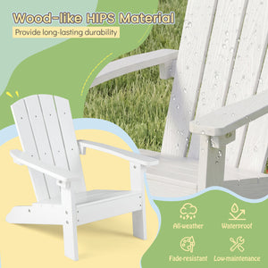 All-Weather HIPS Kid's Adirondack Chair with with High Backrest and Armrests-White