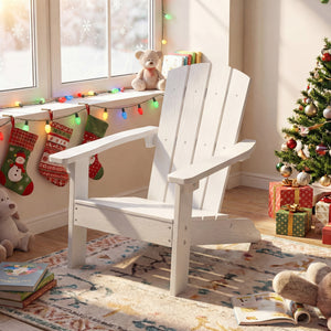 All-Weather HIPS Kid's Adirondack Chair with with High Backrest and Armrests-White