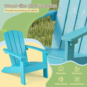 All-Weather HIPS Kid's Adirondack Chair with with High Backrest and Armrests-Turquoise