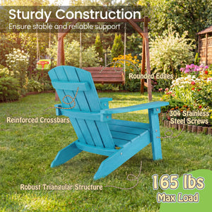 All-Weather HIPS Kid's Adirondack Chair with with High Backrest and Armrests-Turquoise