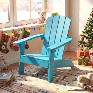 All-Weather HIPS Kid's Adirondack Chair with with High Backrest and Armrests-Turquoise