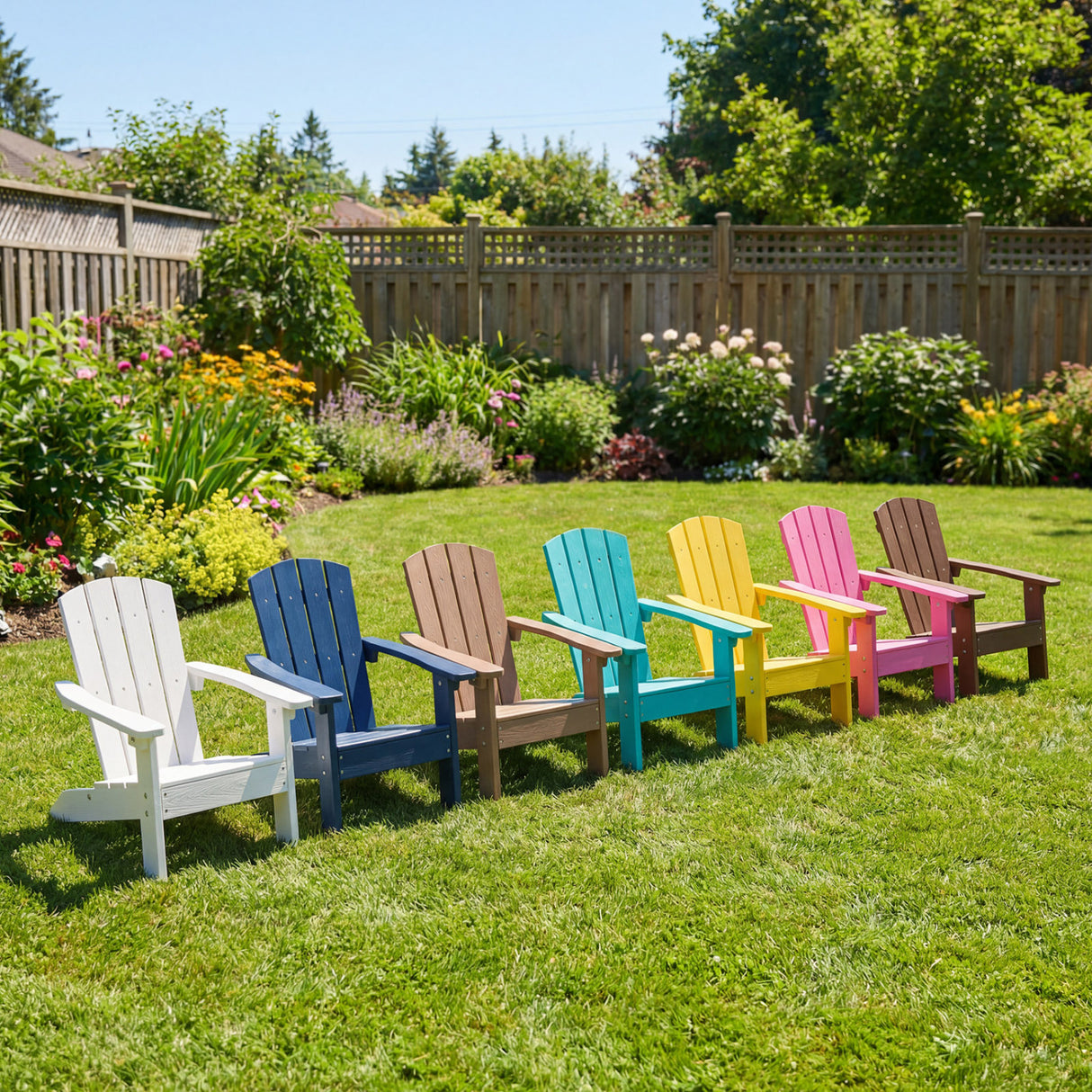 All-Weather HIPS Kid's Adirondack Chair with with High Backrest and Armrests-Turquoise