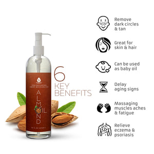100% Pure & Natural Sweet Almond oil 16 Oz. by Pursonic