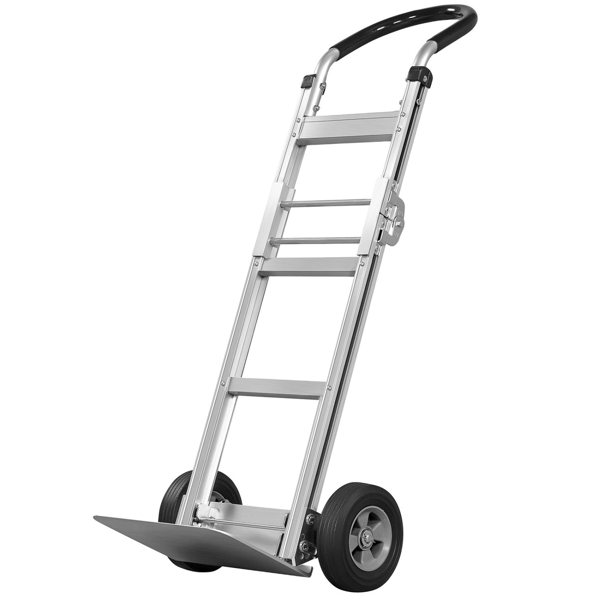 Aluminum Dolly Cart with 2 Rubber Wheels and Ergonomic Handle-Silver