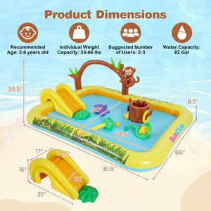 Animal Spray Pool with Slide for Backyard and Garden