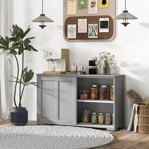 Antique Stackable Kitchen Storage Sideboard with Height Adjustable Shelf-Gray