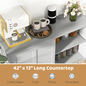 Antique Stackable Kitchen Storage Sideboard with Height Adjustable Shelf-Gray