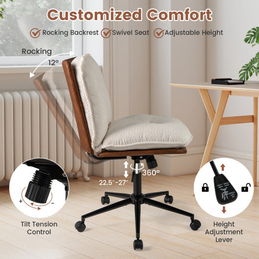 Armless Home Office Chair with Rocking Backrest