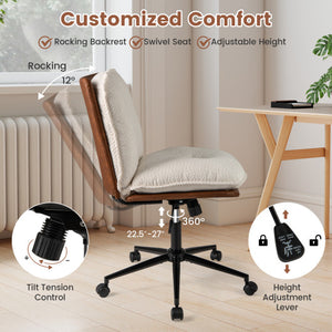 Armless Home Office Chair with Rocking Backrest