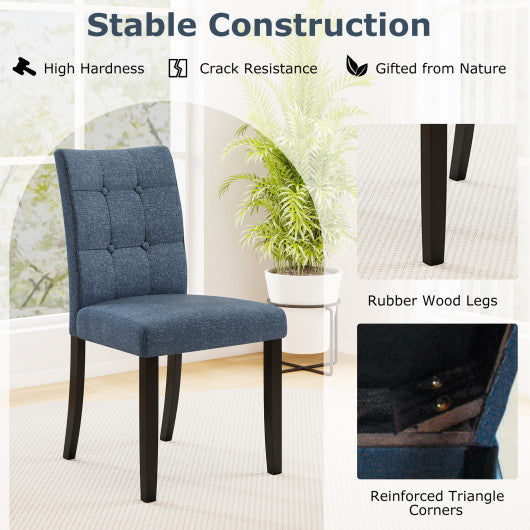 Upholstered Dining Chairs Set of 2 with Rubber Wood Legs and High Back-Gray
