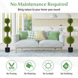 4 FT Artificial Ball Shape Bush Tree with Lush PE leaves and Trunk