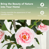 36 Inch Artificial Camellia Tree with Blooming Flower 2 Pack-Pink