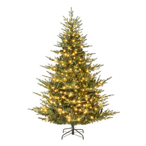 Artificial Christmas Tree with Branch Tips and Warm White LED Lights-7 Feet