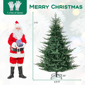 Artificial Christmas Tree with Branch Tips and Warm White LED Lights-7 Feet