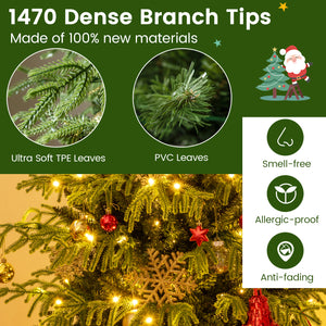 Artificial Christmas Tree with LED Lights and PVC Mixed Branch Tips-8 Feet