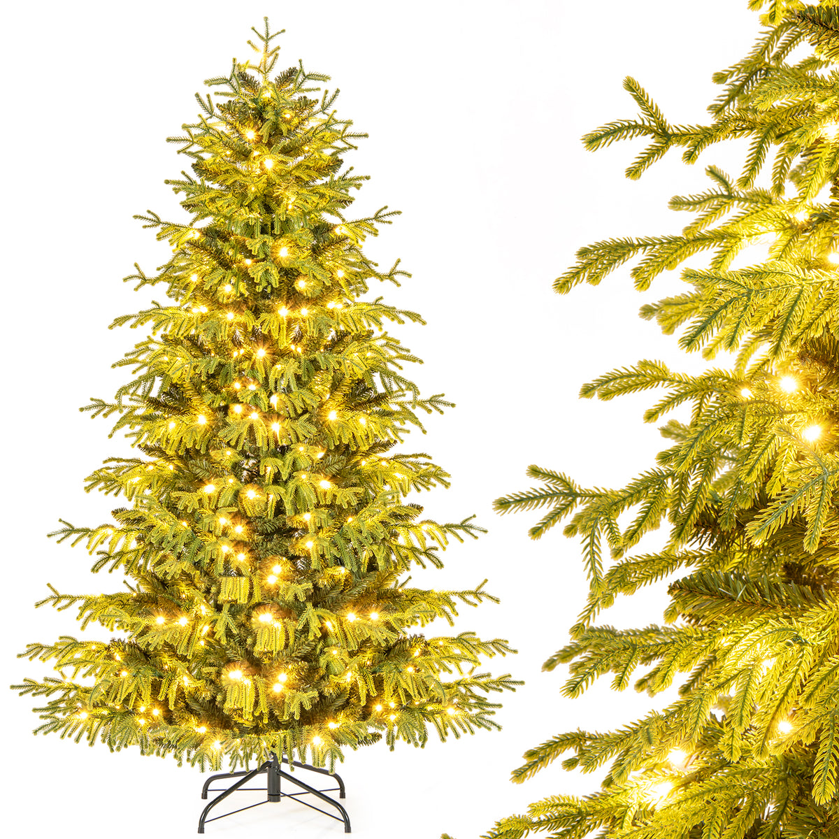 Artificial Christmas Tree with LED Lights and PVC Mixed Branch Tips-6