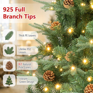 Artificial Christmas Tree with LED Lights and Pine Cones-7'