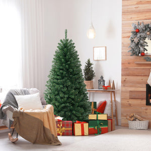 6/7/8 FT Artificial Christmas Tree with 568/830/1182 Branch Tips and 200/250/400 Warm White LED Lights-M