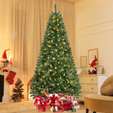 6/7/8 FT Artificial Christmas Tree with 568/830/1182 Branch Tips and 200/250/400 Warm White LED Lights-XL